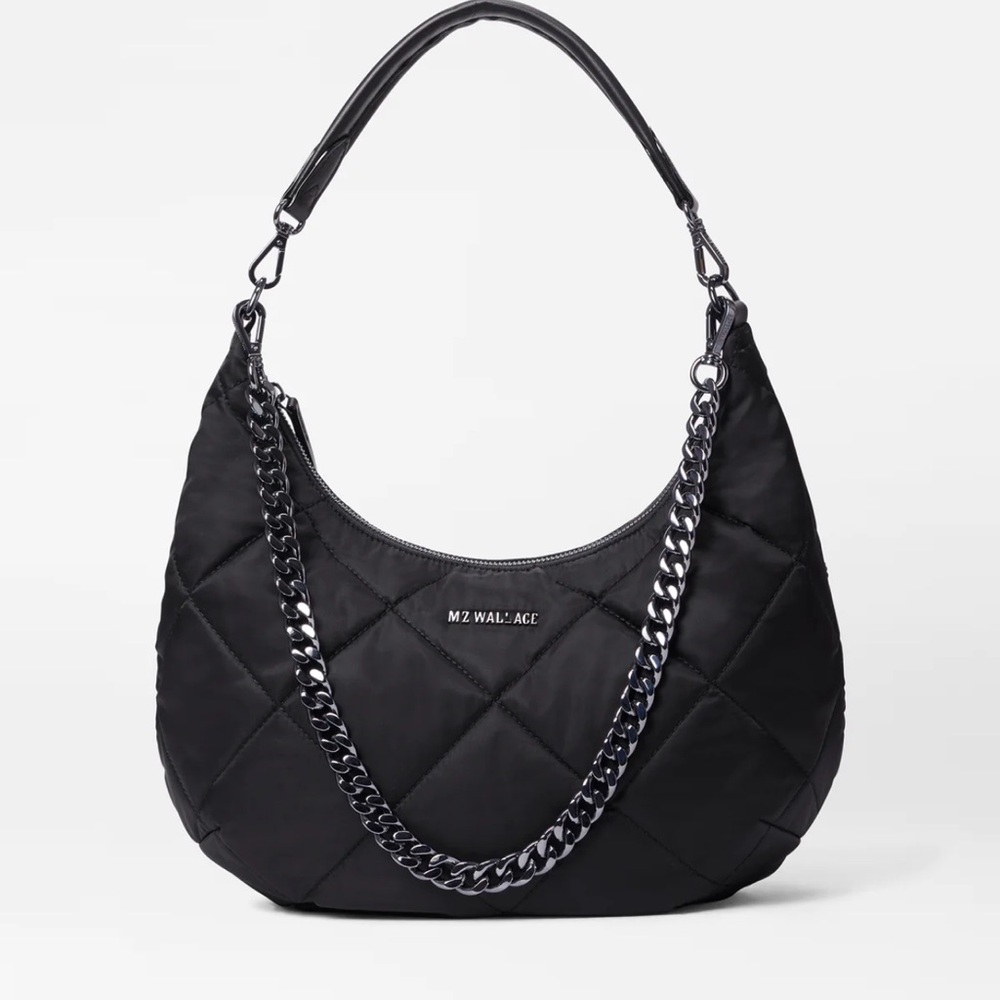 MZ WALLACE Quilted Madison Shoulder Bag in Black. Retail $275